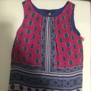 Hot Pink and Blue Paisley sleeveless Blouse